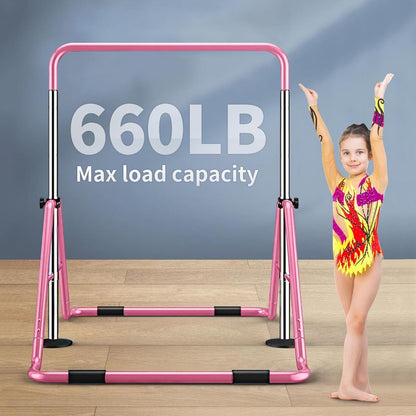 Gymnastics Bars Kids Kip Training Bars for Home, Folding Horizontal Bars with Adjustable Height, Practice Bar Gymnastic for Kid, Child, Girls, Boys